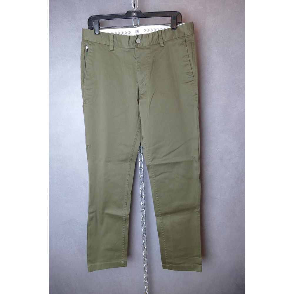 Spoke London Mens Chino Pants Khaki Build A Green Slim Fit Stretch‎ Size 34
